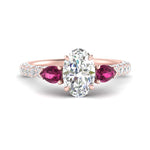 Load image into Gallery viewer, pink-sapphire-pear-accented-3-row-oval-shaped-engagement-ring-in-rose-gold-FD9982OVRGSADRPIANGLE3-NL-RG

