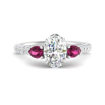 Load image into Gallery viewer, pink-sapphire-pear-accented-3-row-oval-shaped-engagement-ring-in-white-gold-FD9982OVRGSADRPIANGLE3-NL-WG

