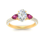 Load image into Gallery viewer, pink-sapphire-pear-accented-3-row-oval-shaped-engagement-ring-in-yellow-gold-FD9982OVRGSADRPIANGLE3-NL-YG
