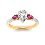 Load image into Gallery viewer, pink-sapphire-pear-accented-3-row-pear-shaped-engagement-ring-in-yellow-gold-FD9982PERGSADRPIANGLE3-NL-YG
