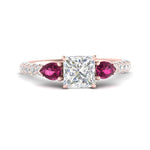Load image into Gallery viewer, pink-sapphire-pear-accented-3-row-princess-cut-engagement-ring-in-rose-gold-FD9982PRRGSADRPIANGLE3-NL-RG
