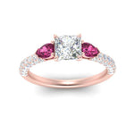 Load image into Gallery viewer, pink-sapphire-pear-accented-3-row-princess-cut-engagement-ring-in-rose-gold-FD9982PRRGSADRPIANGLE3-NL-RG
