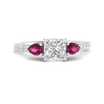 Load image into Gallery viewer, pink-sapphire-pear-accented-3-row-princess-cut-engagement-ring-in-white-gold-FD9982PRRGSADRPIANGLE3-NL-WG
