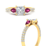 Load image into Gallery viewer, pink-sapphire-pear-accented-3-row-princess-cut-engagement-ring-in-yellow-gold-FD9982PRRGSADRPIANGLE3-NL-YG
