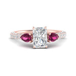 Load image into Gallery viewer, pink-sapphire-pear-accented-3-row-radiant-cut-engagement-ring-in-rose-gold-FD9982RARGSADRPIANGLE3-NL-RG
