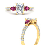 Load image into Gallery viewer, pink-sapphire-pear-accented-3-row-radiant-cut-engagement-ring-in-yellow-gold-FD9982RARGSADRPIANGLE3-NL-YG
