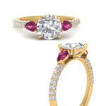 Load image into Gallery viewer, pink-sapphire-pear-accented-3-row-round-cut-engagement-ring-in-yellow-gold-FD9982RORGSADRPIANGLE3-NL-YG
