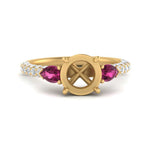 Load image into Gallery viewer, pink-sapphire-pear-accented-3-row-semi-mount-engagement-ring-in-yellow-gold-FD9982SMRGSADRPIANGLE3-NL-YG
