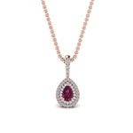 Load image into Gallery viewer, pink-sapphire-pear-shaped-double-halo-diamond-pendant-in-FDPD86826PE(6.0X4.0MM)GSADRPI-NL-RG-GS
