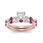 Load image into Gallery viewer, pink-sapphire-round-and-marquise-asscher-bridal-wedding-rings-in-rose-gold-FD9398AS1GSADRPIANGLE5-NL-RG.jpg?v=1756378422
