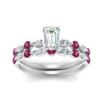 Load image into Gallery viewer, pink-sapphire-round-and-marquise-emerald-cut-bridal-wedding-rings-in-white-gold-FD9398EM1GSADRPIANGLE5-NL-WG.jpg?v=1756378472
