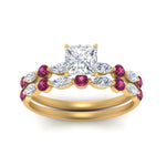 Load image into Gallery viewer, pink-sapphire-round-and-marquise-princess-cut-bridal-wedding-rings-in-yellow-gold-FD9398PR1GSADRPIANGLE5-NL-YG.jpg?v=1756378599
