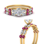 Load image into Gallery viewer, pink-sapphire-round-and-marquise-round-bridal-wedding-rings-in-yellow-gold-FD9398RO1GSADRPIANGLE3-NL-YG_8a9987e2-12f2-4146-be6c-9536dc3f636e.jpg?v=1756378663
