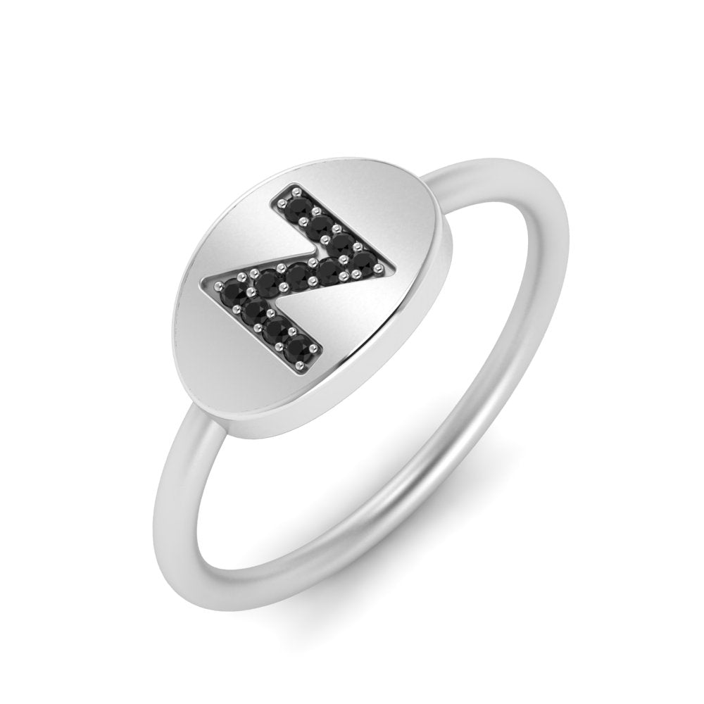 Pinky Initial Diamond Signet Ring