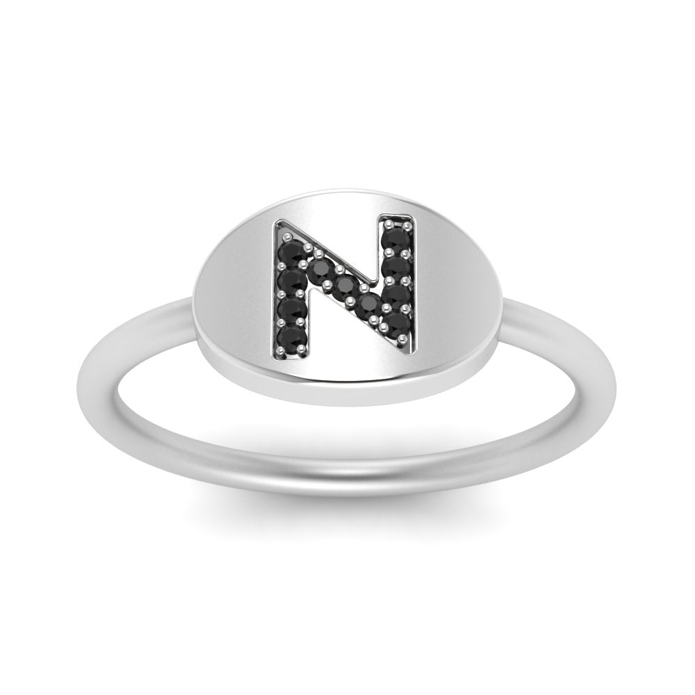 Pinky Initial Diamond Signet Ring