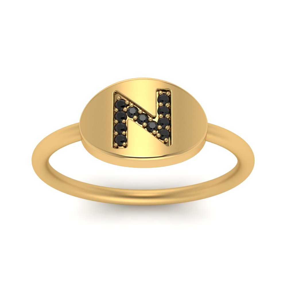 Pinky Initial Diamond Signet Ring