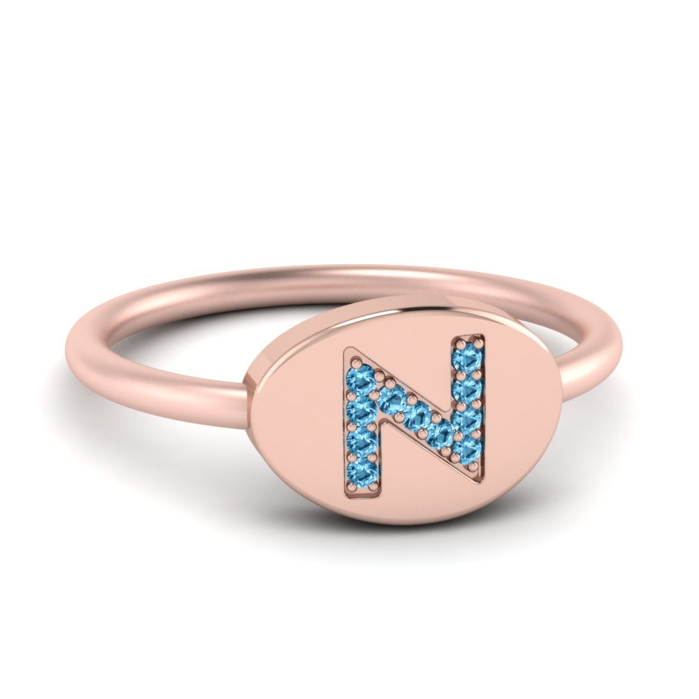 Pinky Initial Diamond Signet Ring
