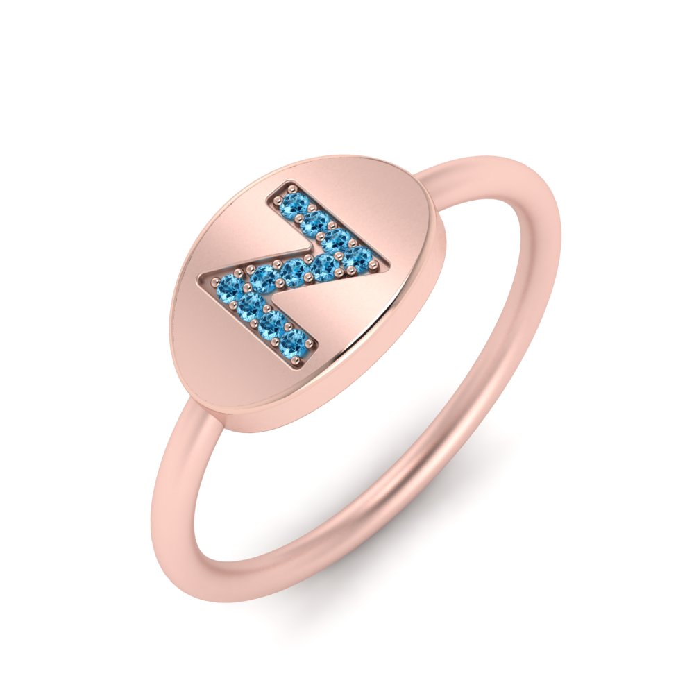 Pinky Initial Diamond Signet Ring