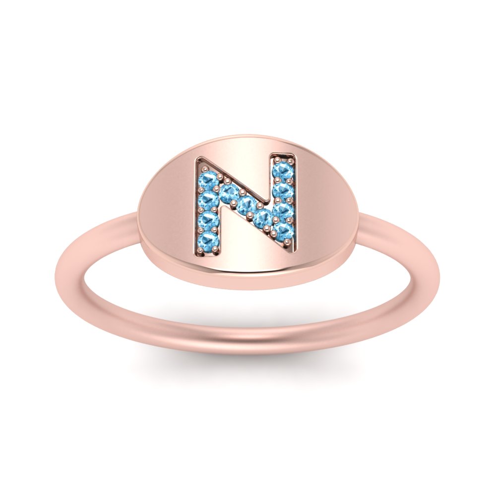 Pinky Initial Diamond Signet Ring