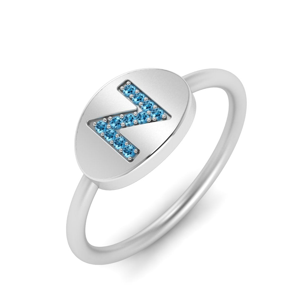 Pinky Initial Diamond Signet Ring