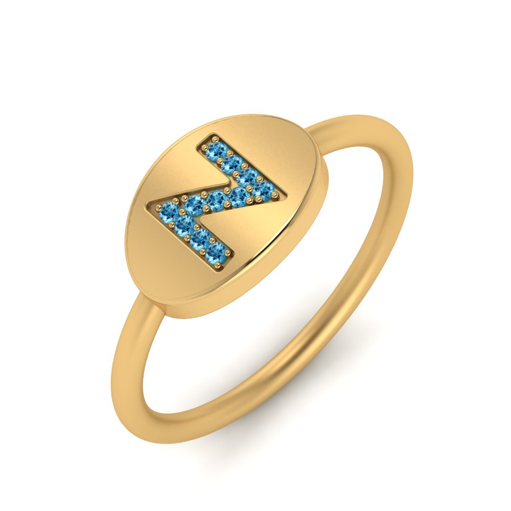 Pinky Initial Diamond Signet Ring