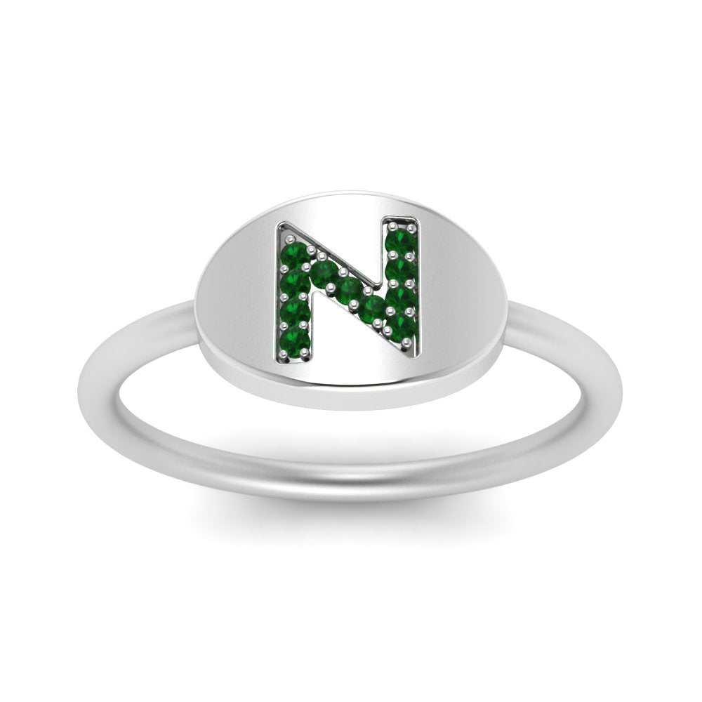 Pinky Initial Diamond Signet Ring