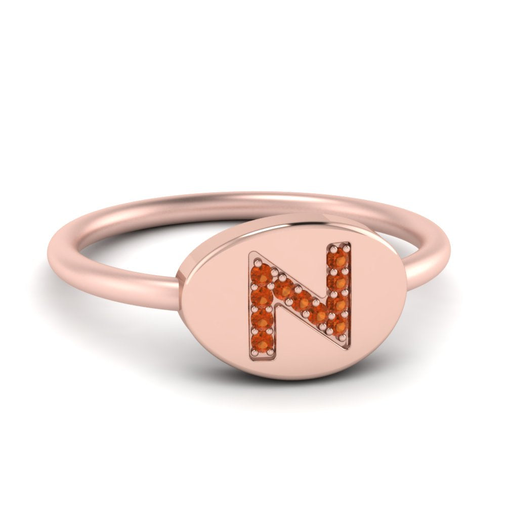 Pinky Initial Diamond Signet Ring