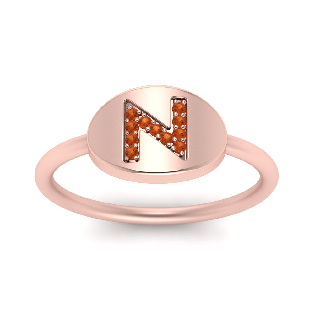 Pinky Initial Diamond Signet Ring