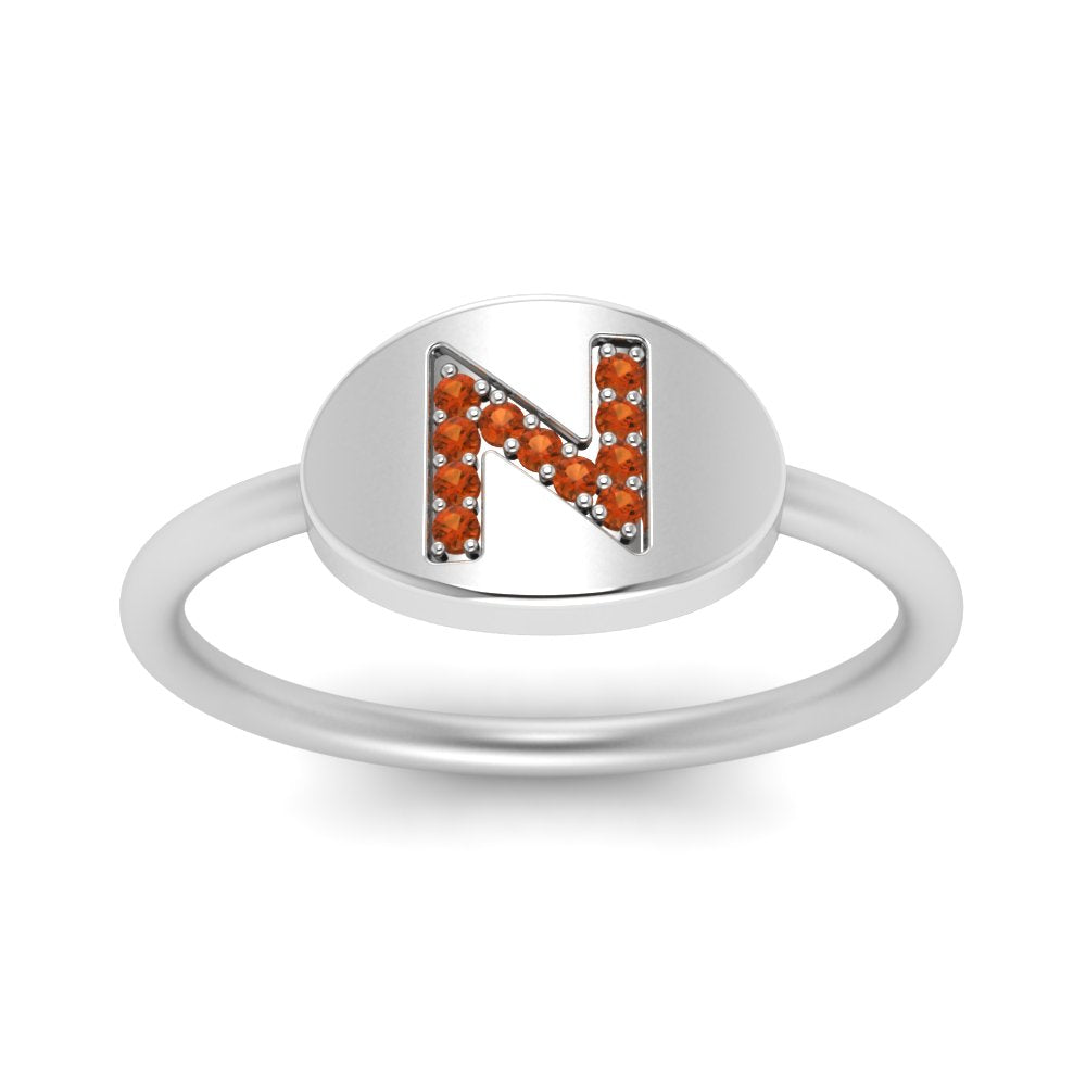 Pinky Initial Diamond Signet Ring