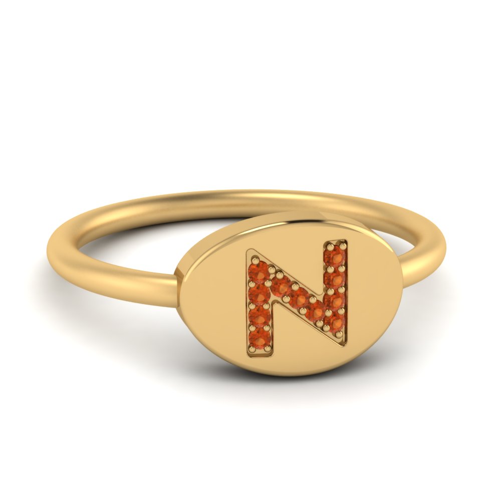 Pinky Initial Diamond Signet Ring