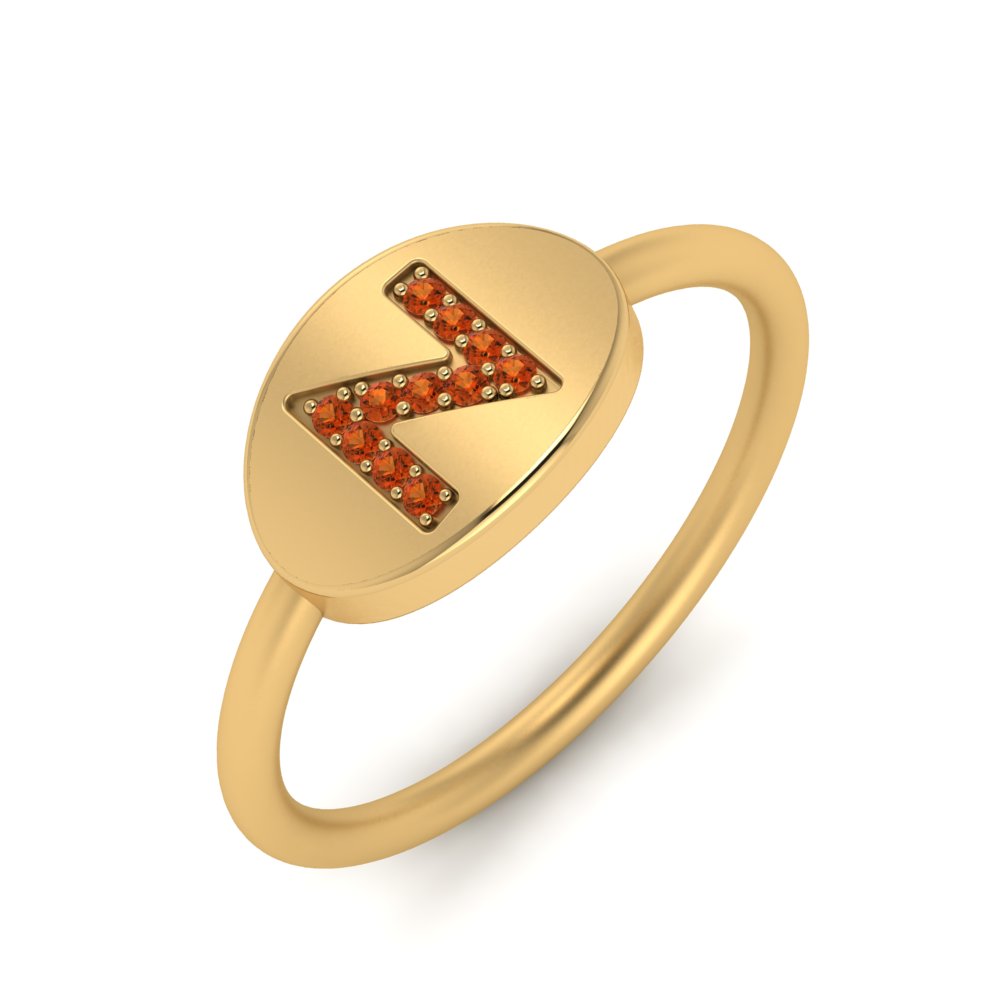 Pinky Initial Diamond Signet Ring