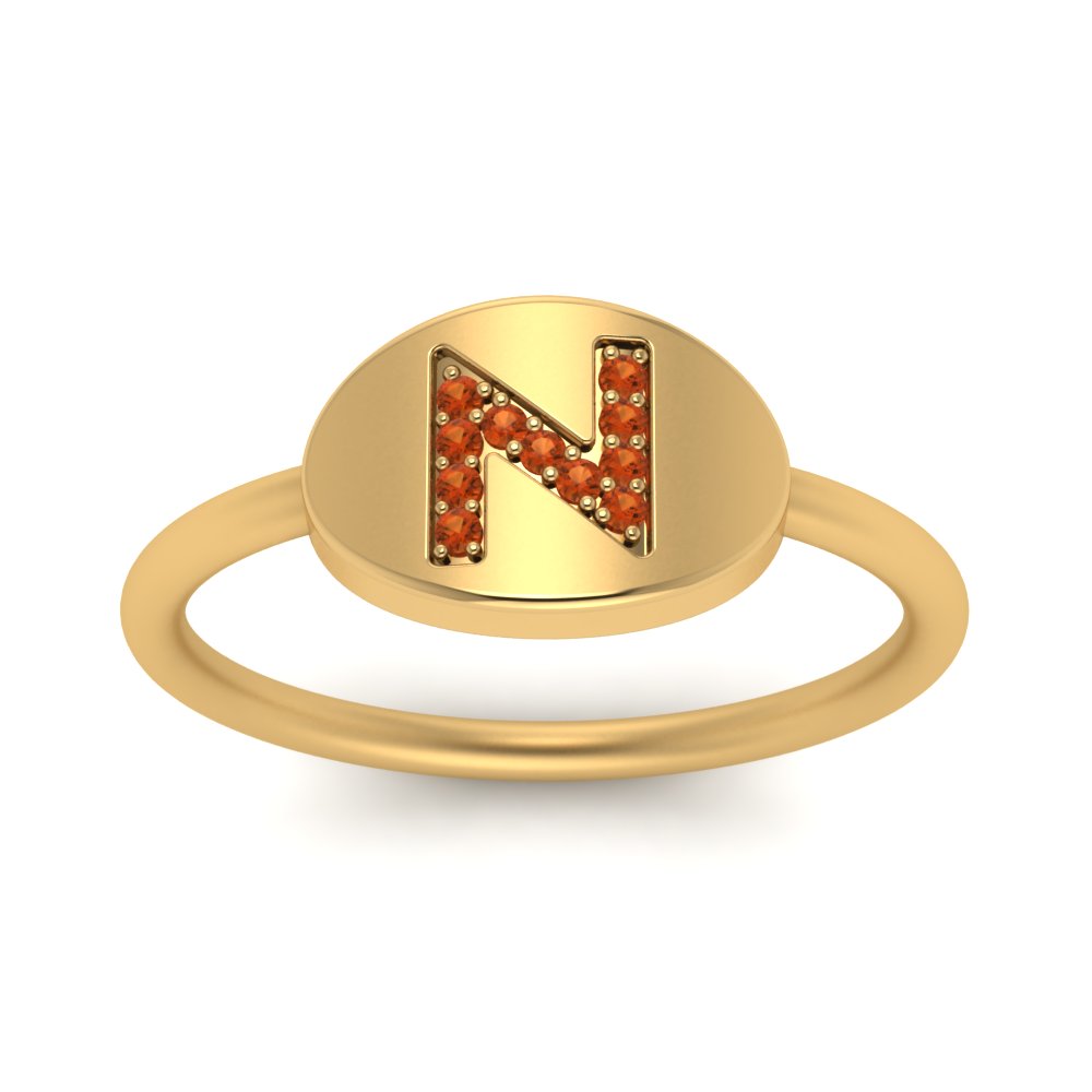 Pinky Initial Diamond Signet Ring