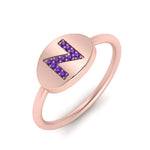Load image into Gallery viewer, Pinky Initial Diamond Signet Ring
