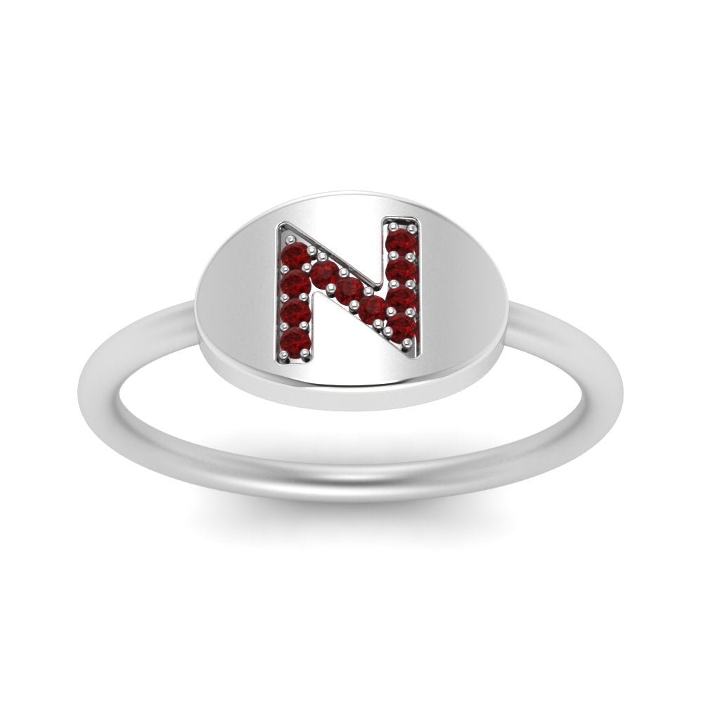 Pinky Initial Diamond Signet Ring