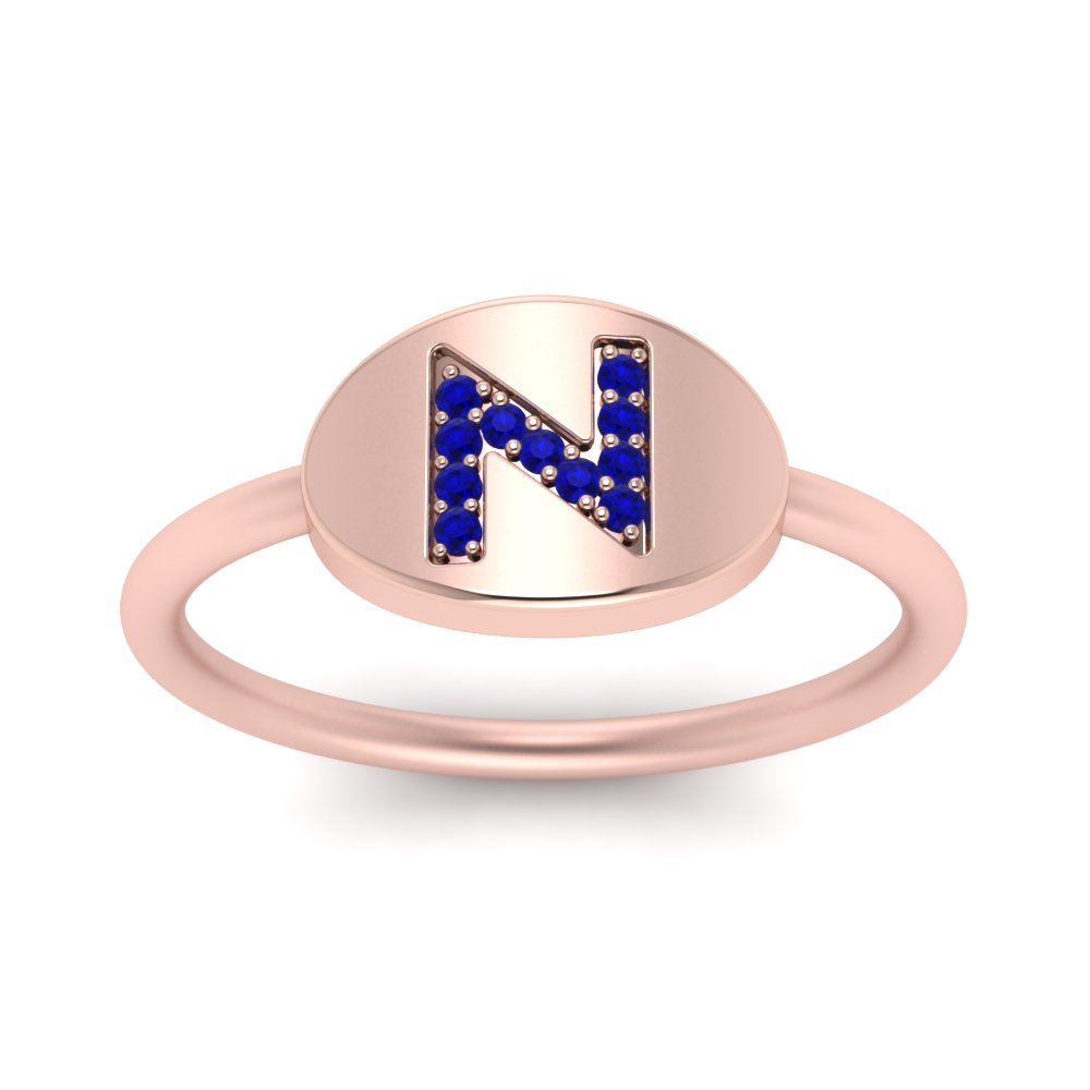 Pinky Initial Diamond Signet Ring