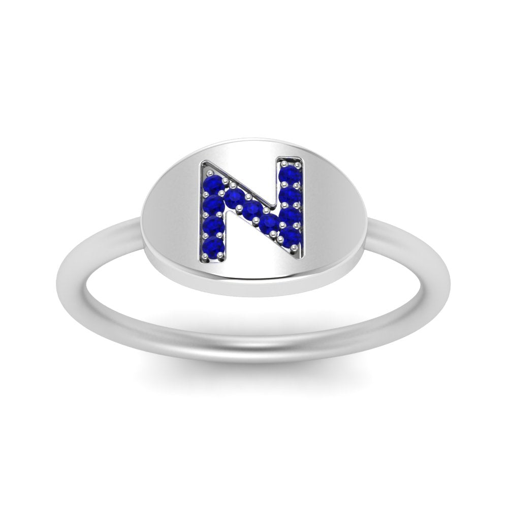 Pinky Initial Diamond Signet Ring