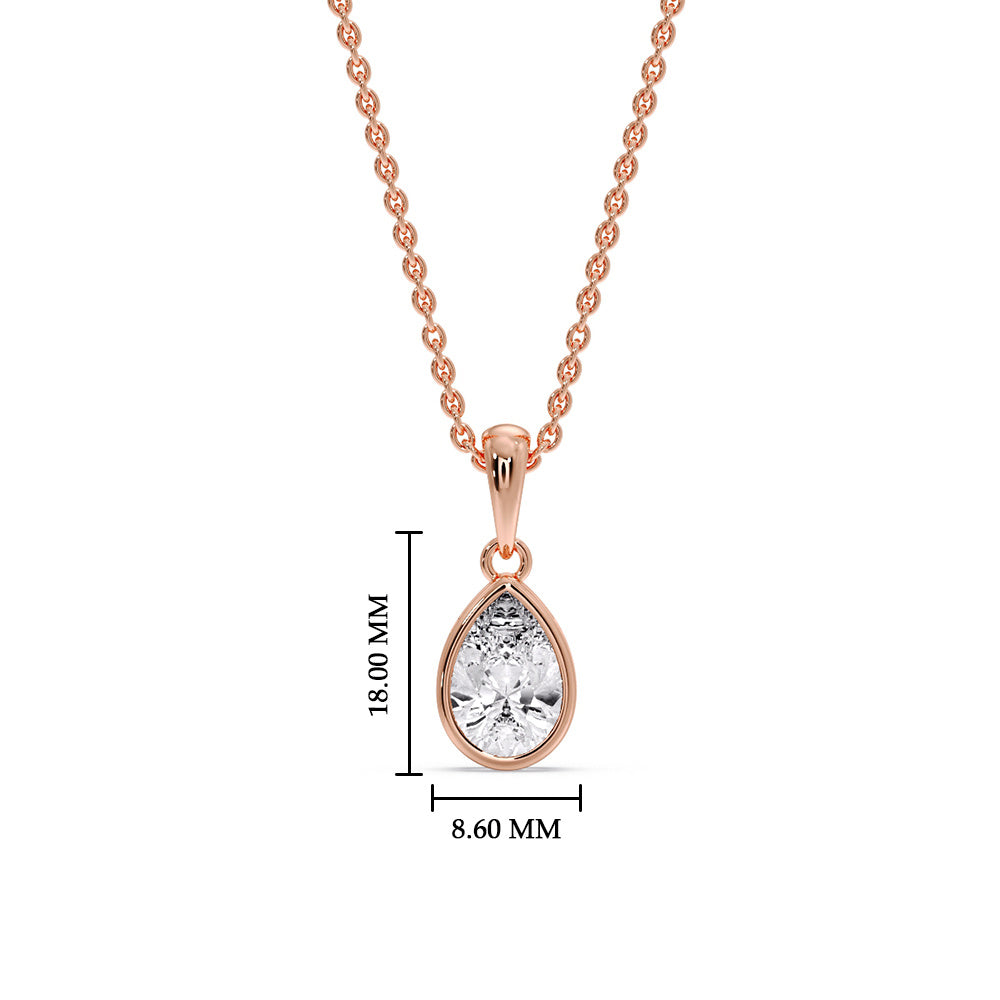 Bezel Pear Water Drop Solitaire Pendant