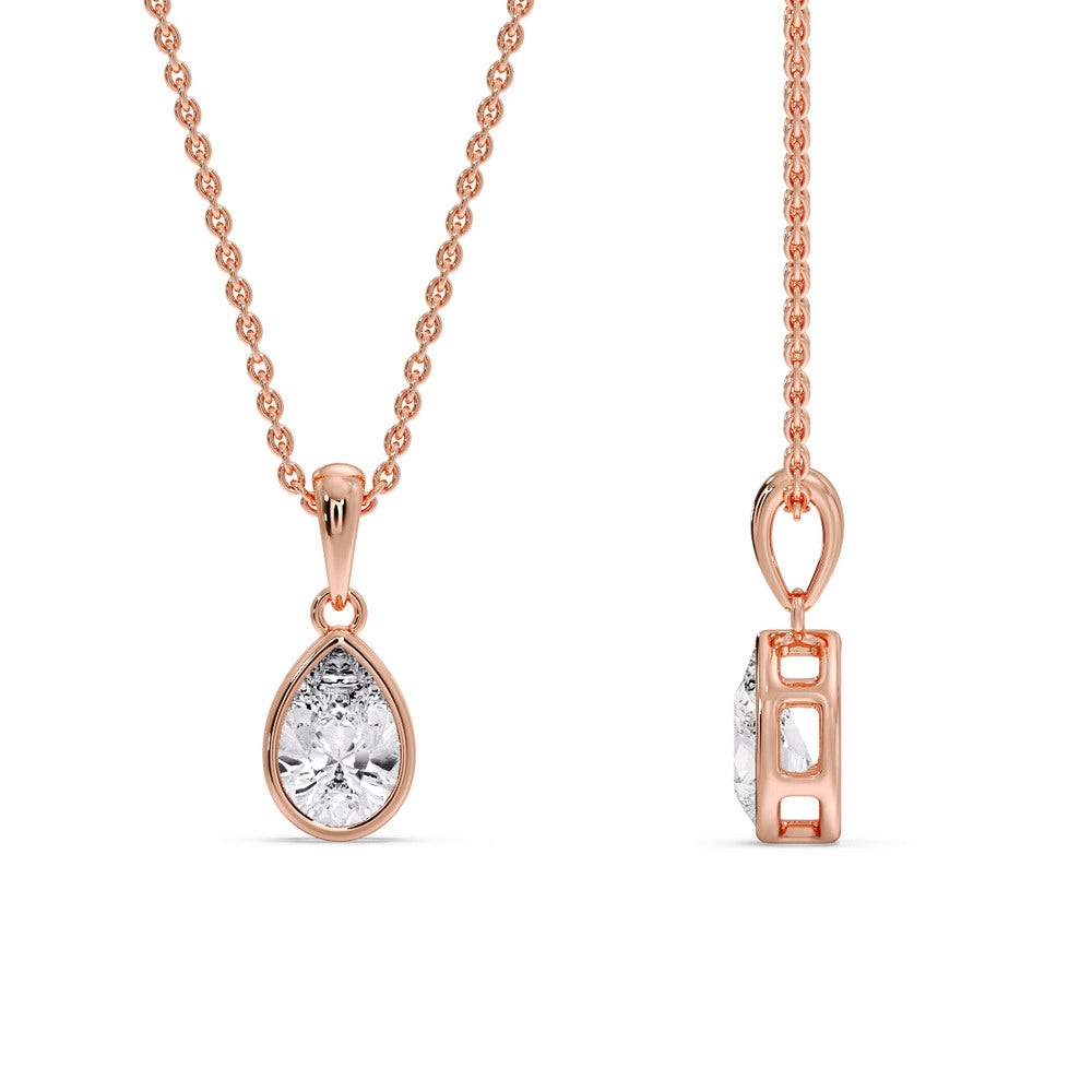 Bezel Pear Water Drop Solitaire Pendant