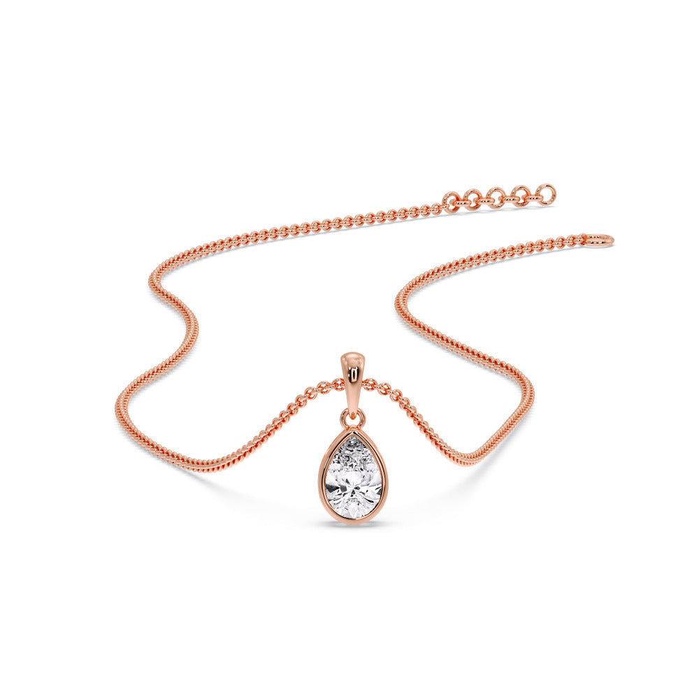 Bezel Pear Water Drop Solitaire Pendant