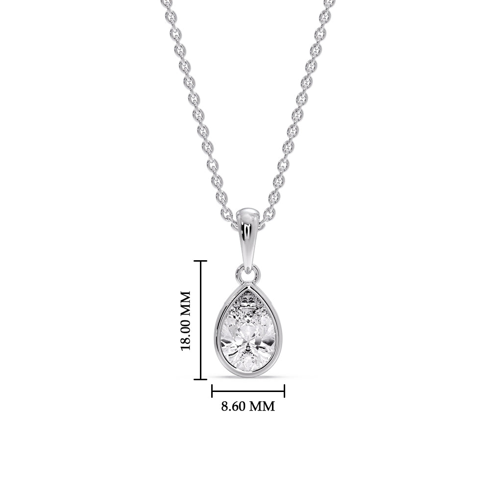 Bezel Pear Water Drop Solitaire Pendant