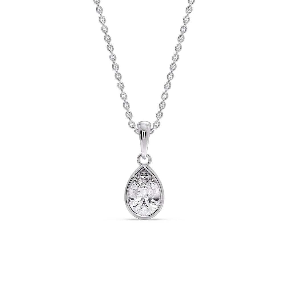 Bezel Pear Water Drop Solitaire Pendant