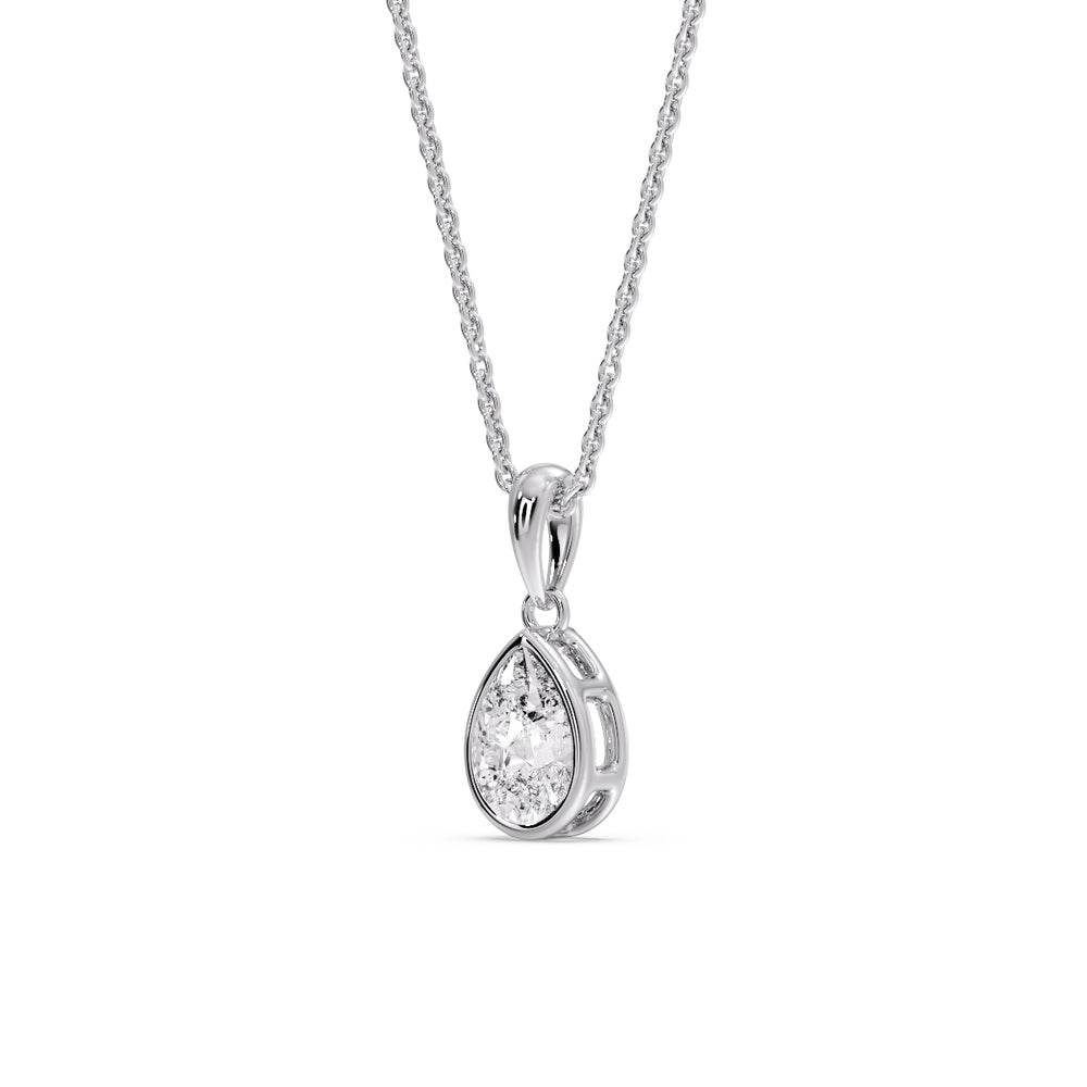 Bezel Pear Water Drop Solitaire Pendant
