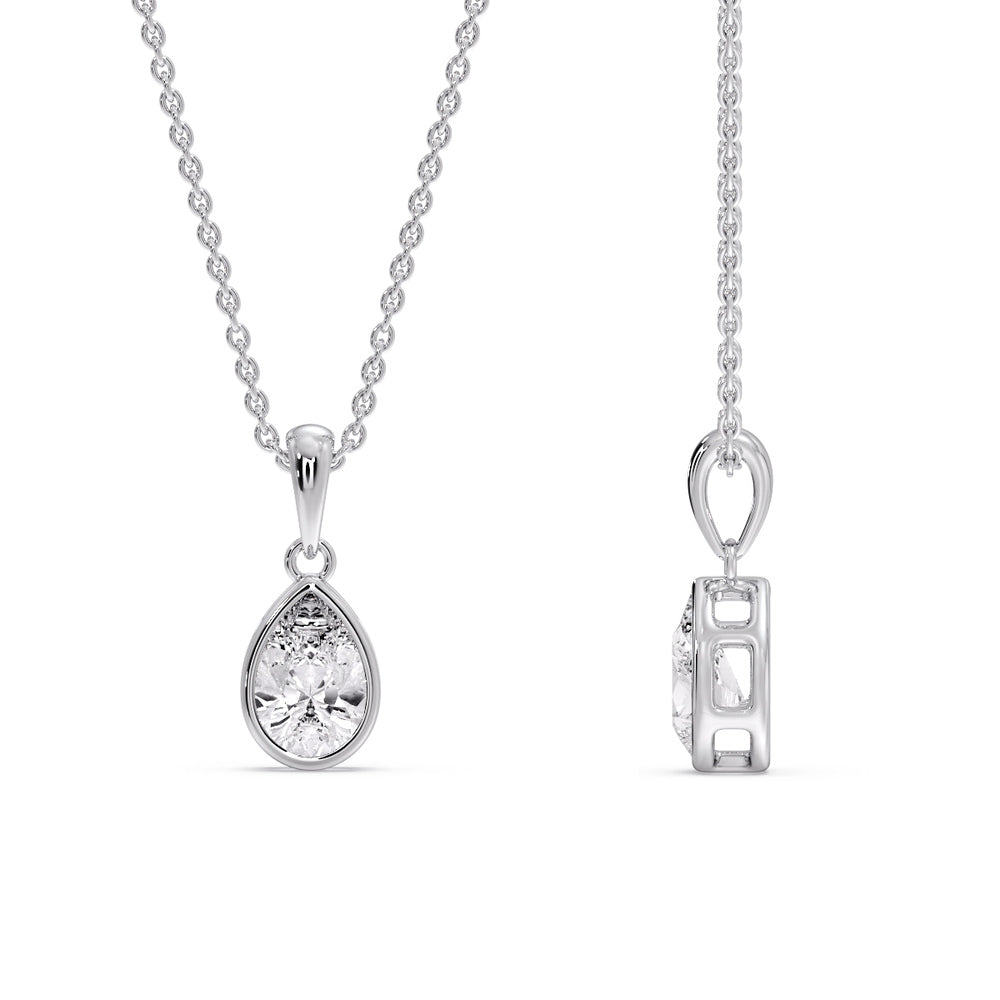 Bezel Pear Water Drop Solitaire Pendant