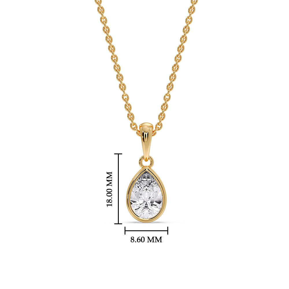 Bezel Pear Water Drop Solitaire Pendant