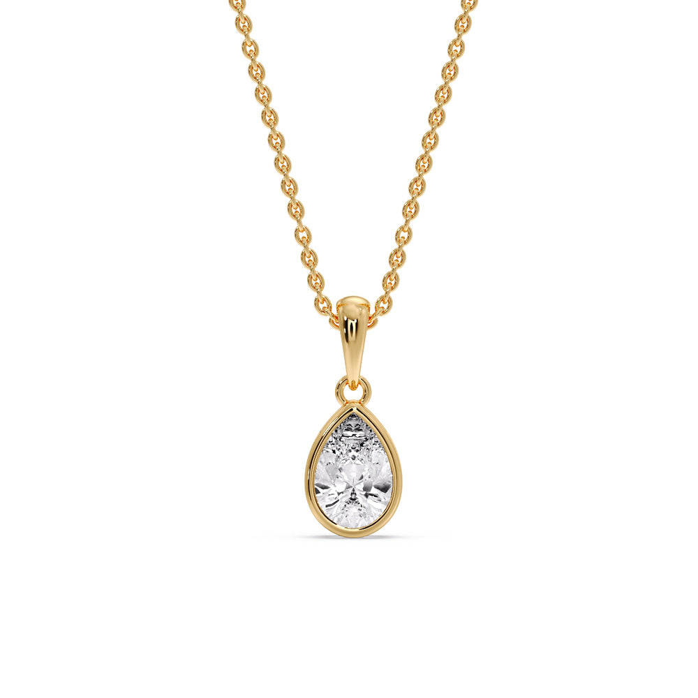 Bezel Pear Water Drop Solitaire Pendant