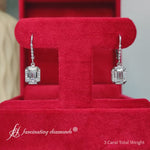 Load and play video in Gallery viewer, 3-carat-emerald-halo-classic-lever-back-earrings-in-14k-white-gold-lab-grown-fdear11235em