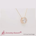 Load and play video in Gallery viewer, Round Bezel 0.75 Carat Solitaire Pendant