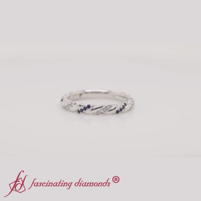 Twisted-Vine-Diamond-Wedding-Band-With-Sapphire-White-Gold-FD9127B