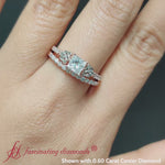 Load and play video in Gallery viewer, Princess Cut Two Tone Celtic Bridal Ring Set
