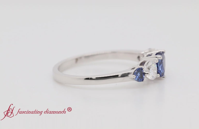 heart-diamond-graduated-5-stone-sapphire-wedding-ring-in-white-gold-fd8898-video